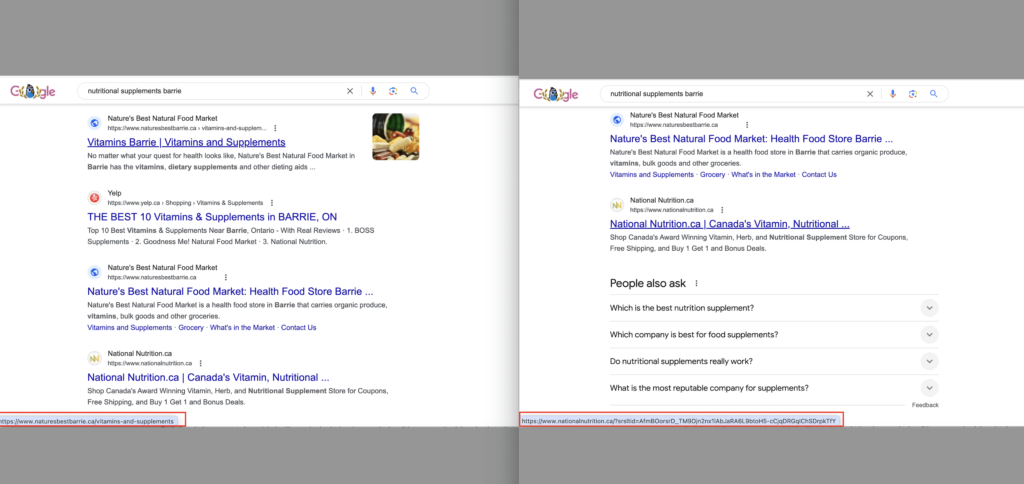 приклад URL з параметром SRSLTID 1
